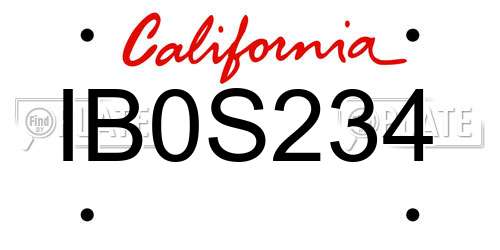 IB0S234 California License Plate