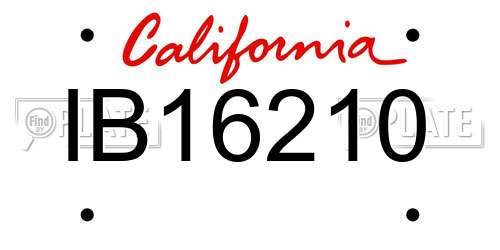 IB16210 California License Plate