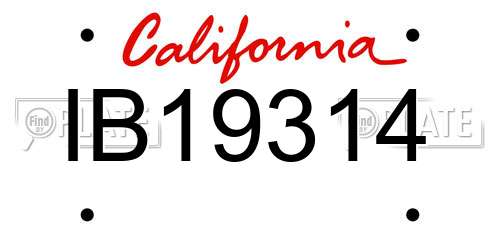 IB19314 California License Plate