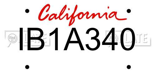 IB1A340 California License Plate