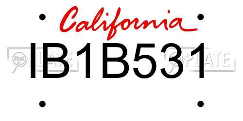 IB1B531 California License Plate