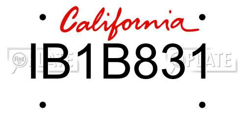 IB1B831 California License Plate