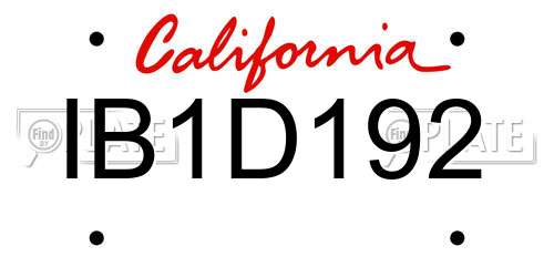 IB1D192 California License Plate