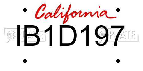 IB1D197 California License Plate