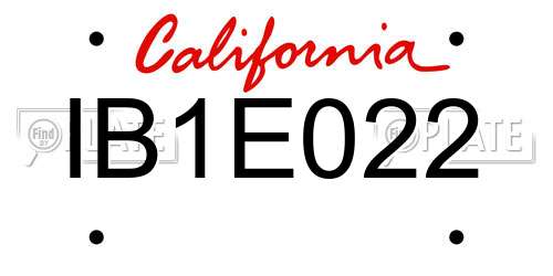 IB1E022 California License Plate