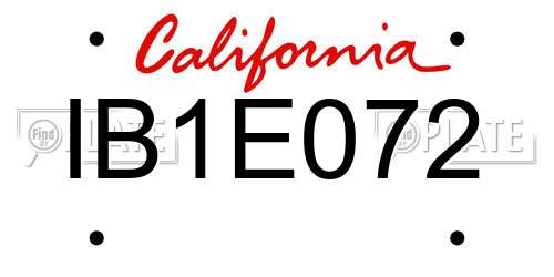 IB1E072 California License Plate
