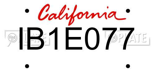IB1E077 California License Plate