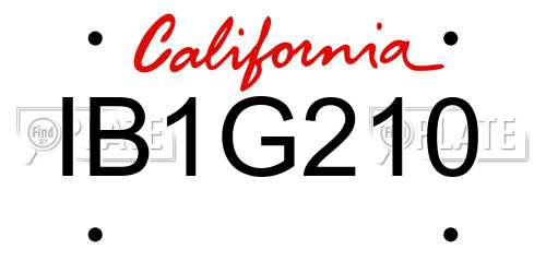 IB1G210 California License Plate