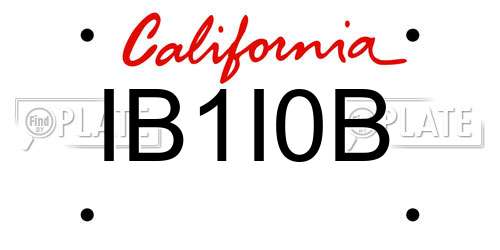 IB1I0B California License Plate