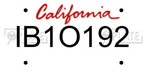 IB1O192 California License Plate