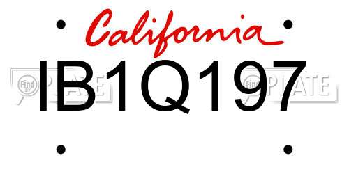 IB1Q197 California License Plate