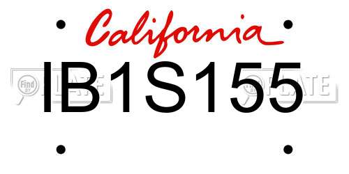 IB1S155 California License Plate