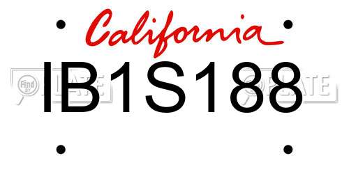 IB1S188 California License Plate
