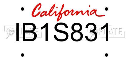 IB1S831 California License Plate