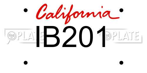 IB201 California License Plate