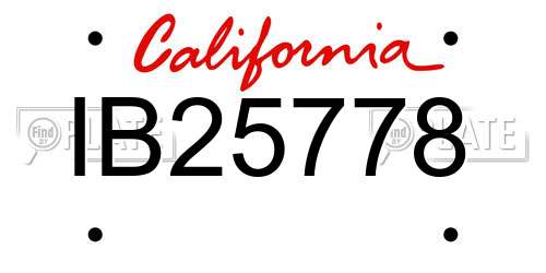 IB25778 California License Plate
