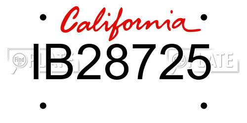 IB28725 California License Plate