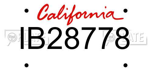 IB28778 California License Plate
