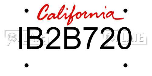 IB2B720 California License Plate