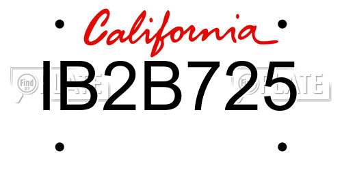 IB2B725 California License Plate