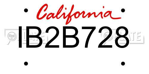 IB2B728 California License Plate