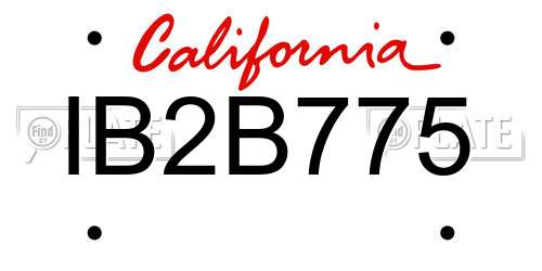 IB2B775 California License Plate
