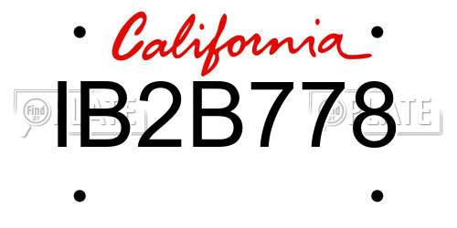 IB2B778 California License Plate