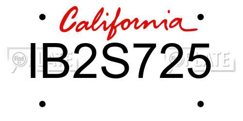 IB2S725 California License Plate