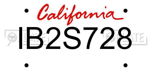 IB2S728 California License Plate