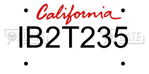 IB2T235 California License Plate