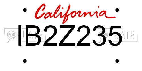 IB2Z235 California License Plate