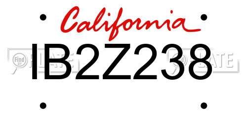 IB2Z238 California License Plate