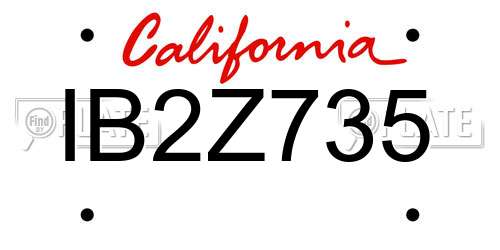 IB2Z735 California License Plate