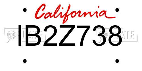 IB2Z738 California License Plate
