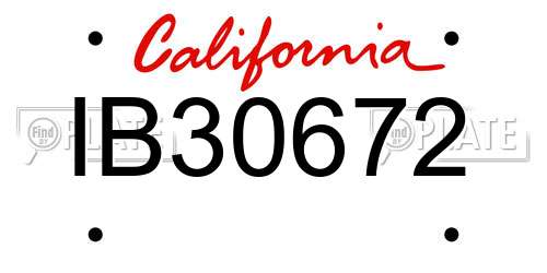 IB30672 California License Plate