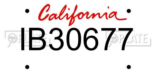 IB30677 California License Plate