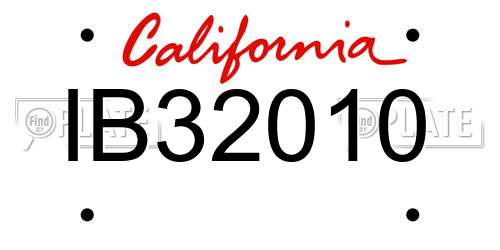 IB32010 California License Plate