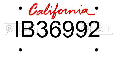 IB36992 California License Plate