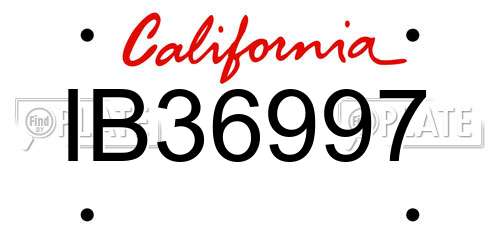 IB36997 California License Plate