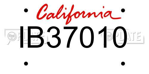 IB37010 California License Plate
