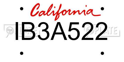 IB3A522 California License Plate