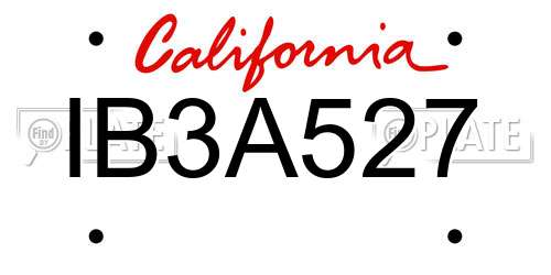 IB3A527 California License Plate