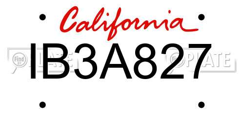IB3A827 California License Plate