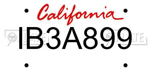 IB3A899 California License Plate