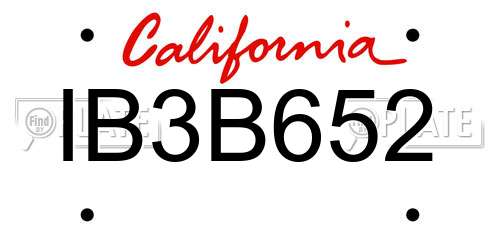 IB3B652 California License Plate