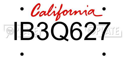 IB3Q627 California License Plate