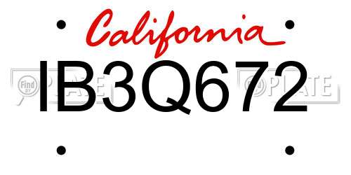 IB3Q672 California License Plate