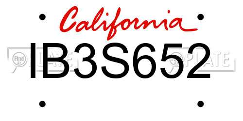 IB3S652 California License Plate