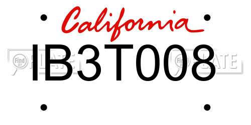 IB3T008 California License Plate