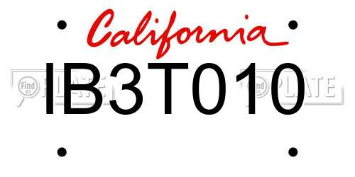 IB3T010 California License Plate